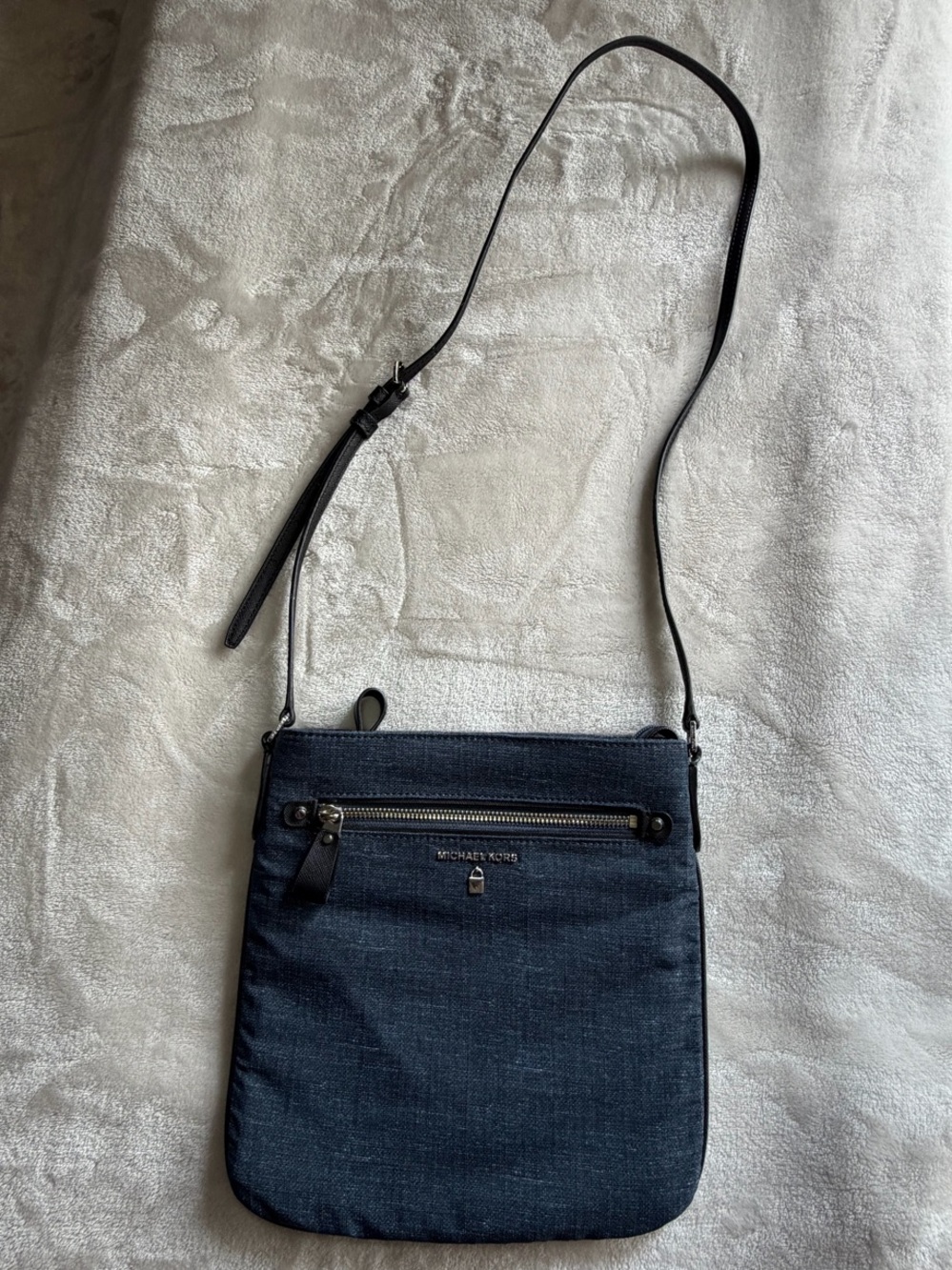 NWT Michael Kors Nylon Kelsey Denim Large Crossbody